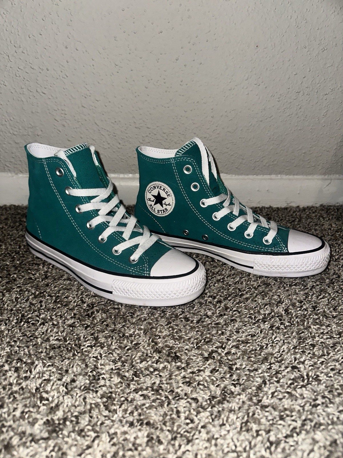 Teal Suede Converse Chuck Taylor All Star High-Top Sneakers Size Men 5/Women 7