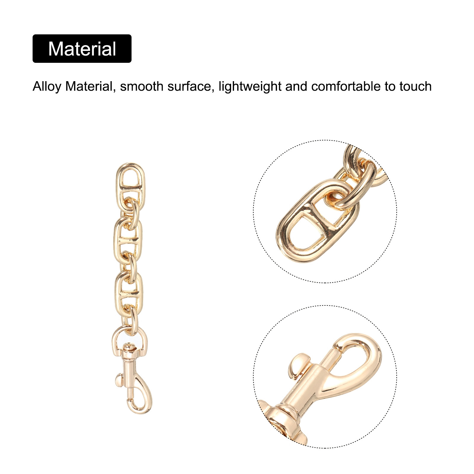 2Pcs 12cm/4.7″ Alloy Purse Strap Extender Bag Chain for Handbag Clutch, Gold