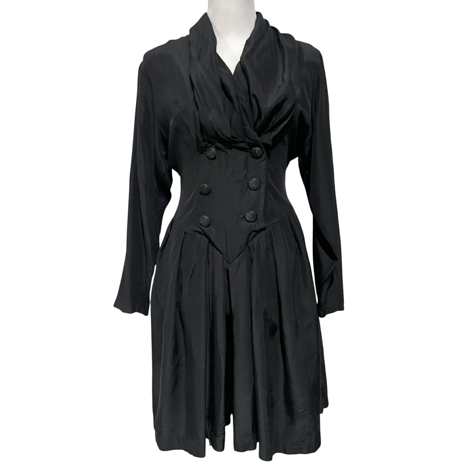 Breakin Loose Romper Playsuit Black Buttons Long Sleeve Collar Vintage 90s Sz L