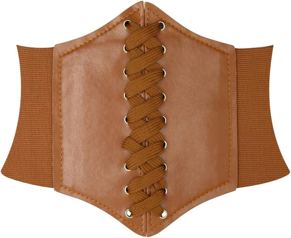 Lace-Up Waspie Corset Belts for Women Elastic Waist Belt Tied Retro Wide Belt