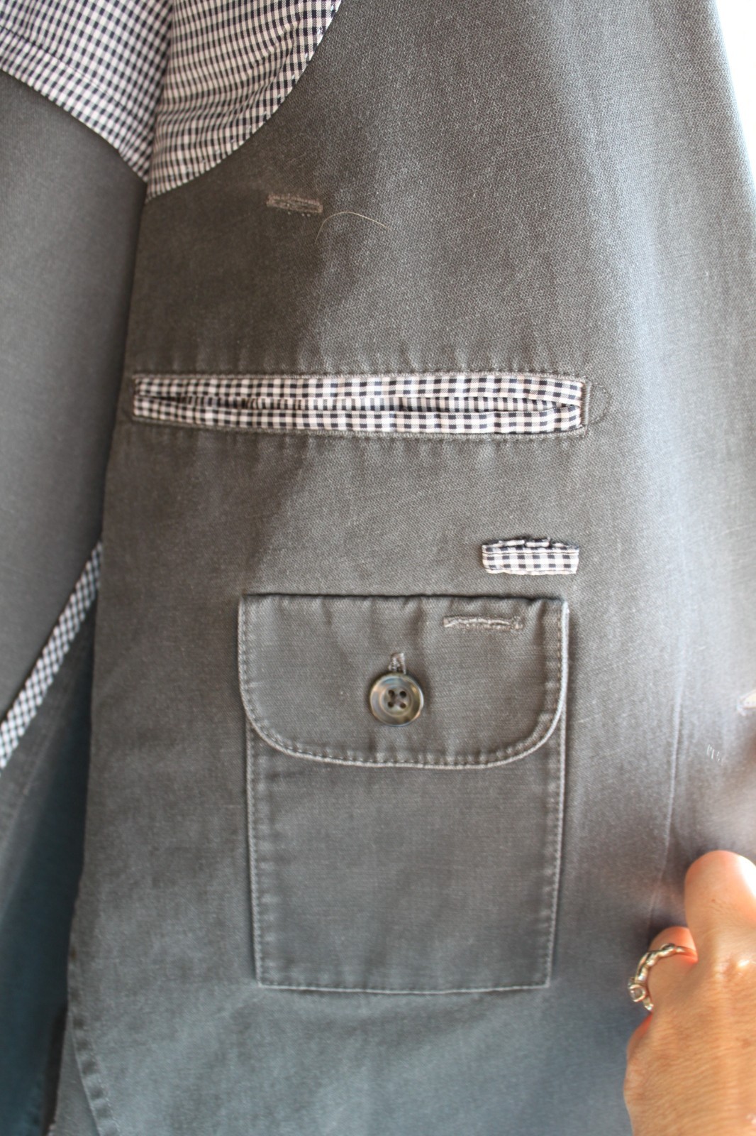 Kroon Gray Linen Blend Bono Wash Mens sportscoat Blazer 46R