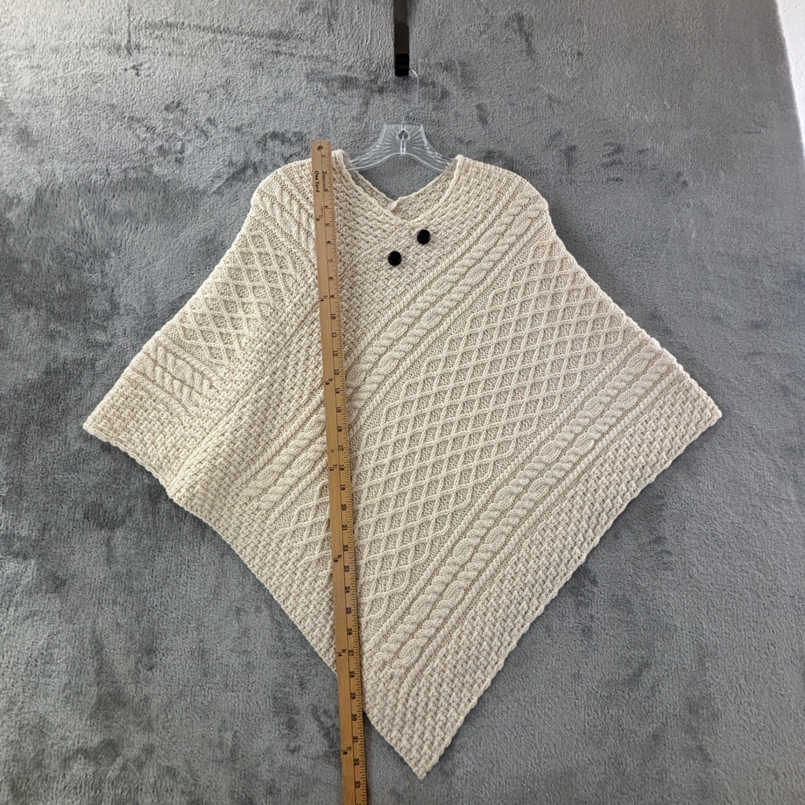 Barnes Clan Aran Poncho Cream Merino Wool Ireland One Size Aran Sweater Market