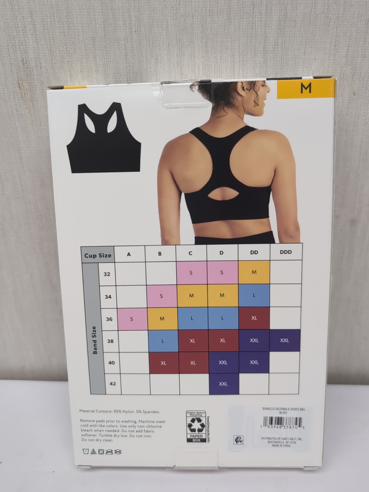 Member’s Mark Women Seamless Racerback Medium Support Sports Bra Black Sz Med L4