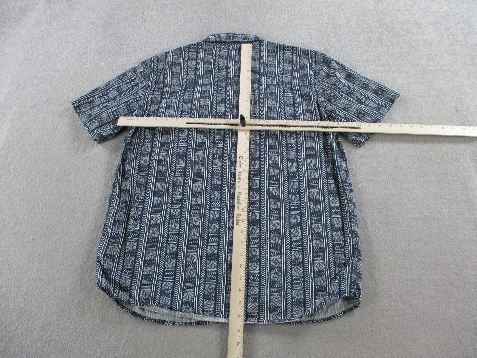 Moon Shine Spirit Shirt Mens Large Blue Pearl Snap Button Aztec Geometric Print