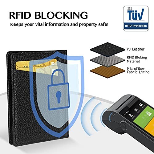 Crackle Leather Card Holder RFID Blocking Card Case with 8 Slots and 2 ID Window