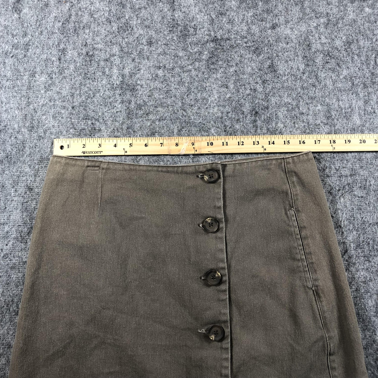 Chloe & Katie A Line Mini Skirt Womens XL Brown Button Front Twill Cotton