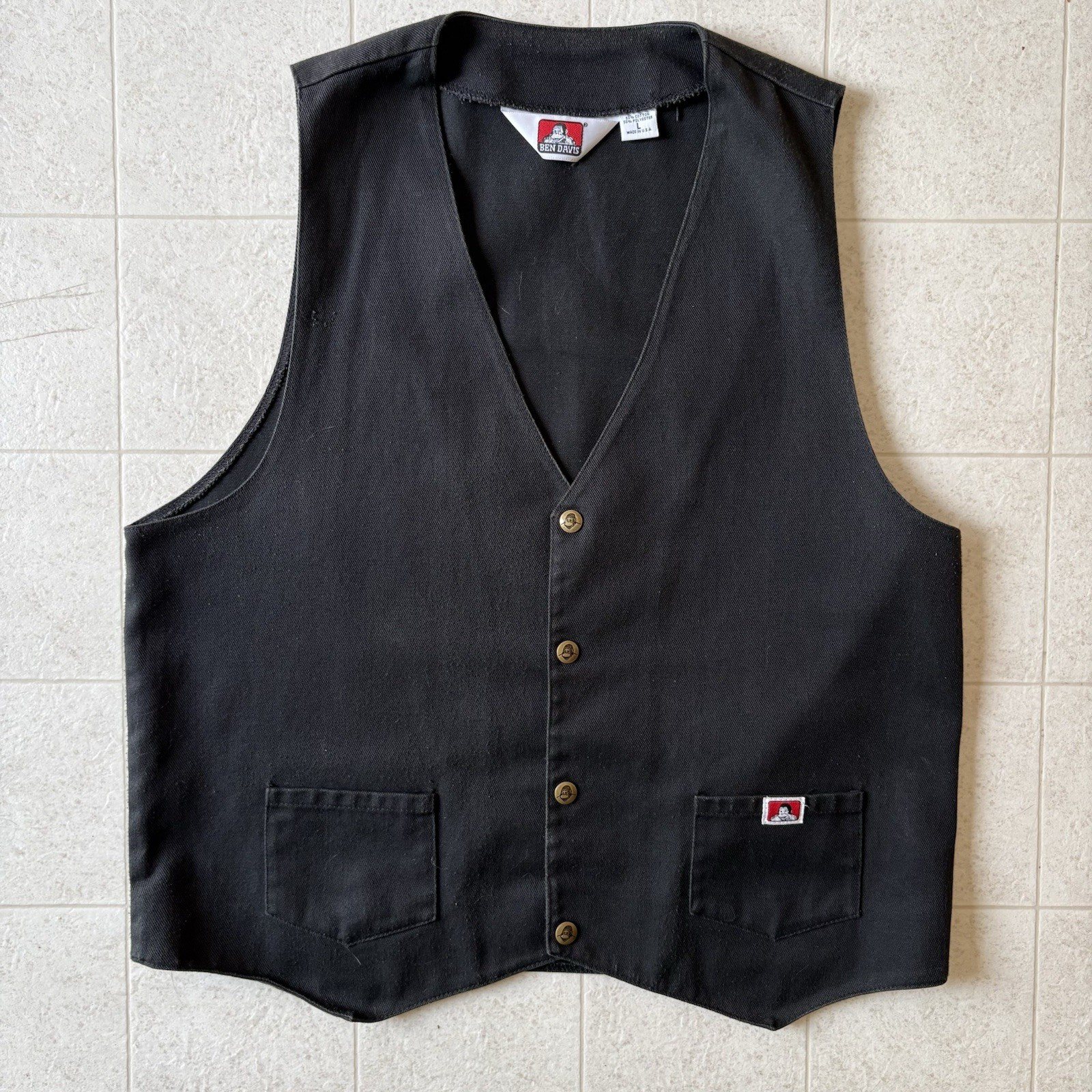 Vtg Ben Davis Cotton Twill Vest Men’s Large Made In USA Workwear Biker Grunge