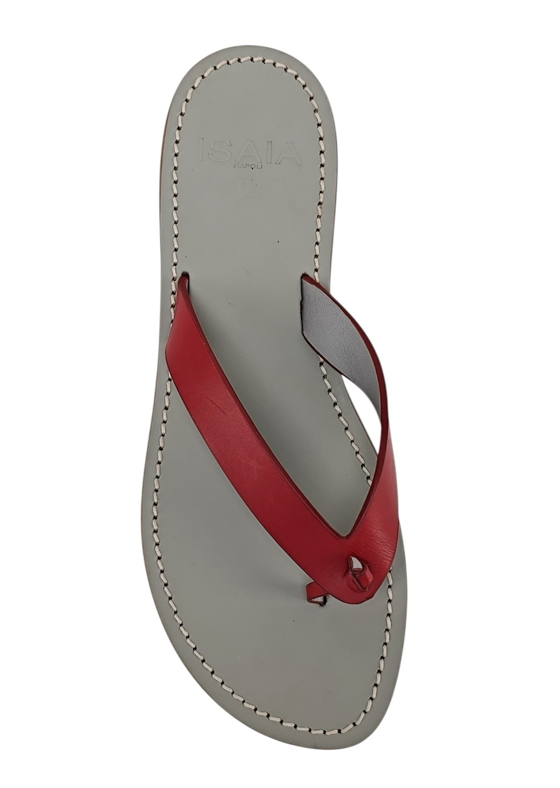 650$ ISAIA NAPOLI Casual Flip Flops Shoes Red Leather + Calf Handmade in Italy