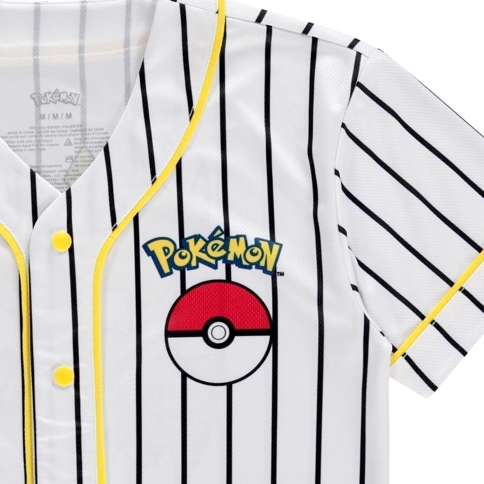 Boys Pokémon Baseball Jersey Shirt – Featuring Pikachu, Charizard, Squirtle…