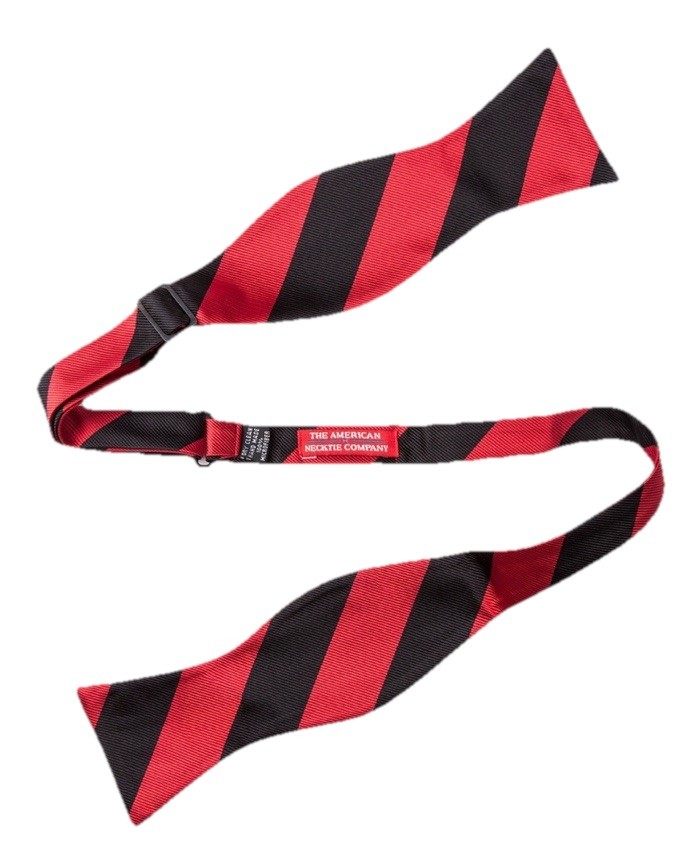 Red Black Stripe Bow Tie American Necktie Company Self-Tie College Stripe NEW