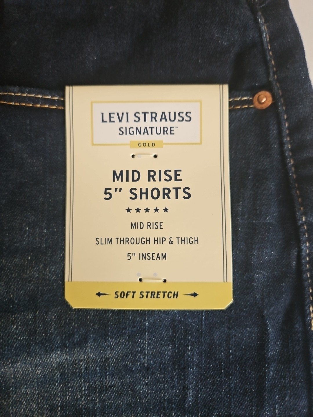 Levi’s Strauss Gold Label Mid-Rise 5″ Denim Shorts Soft Stretch Women 12/W31 New