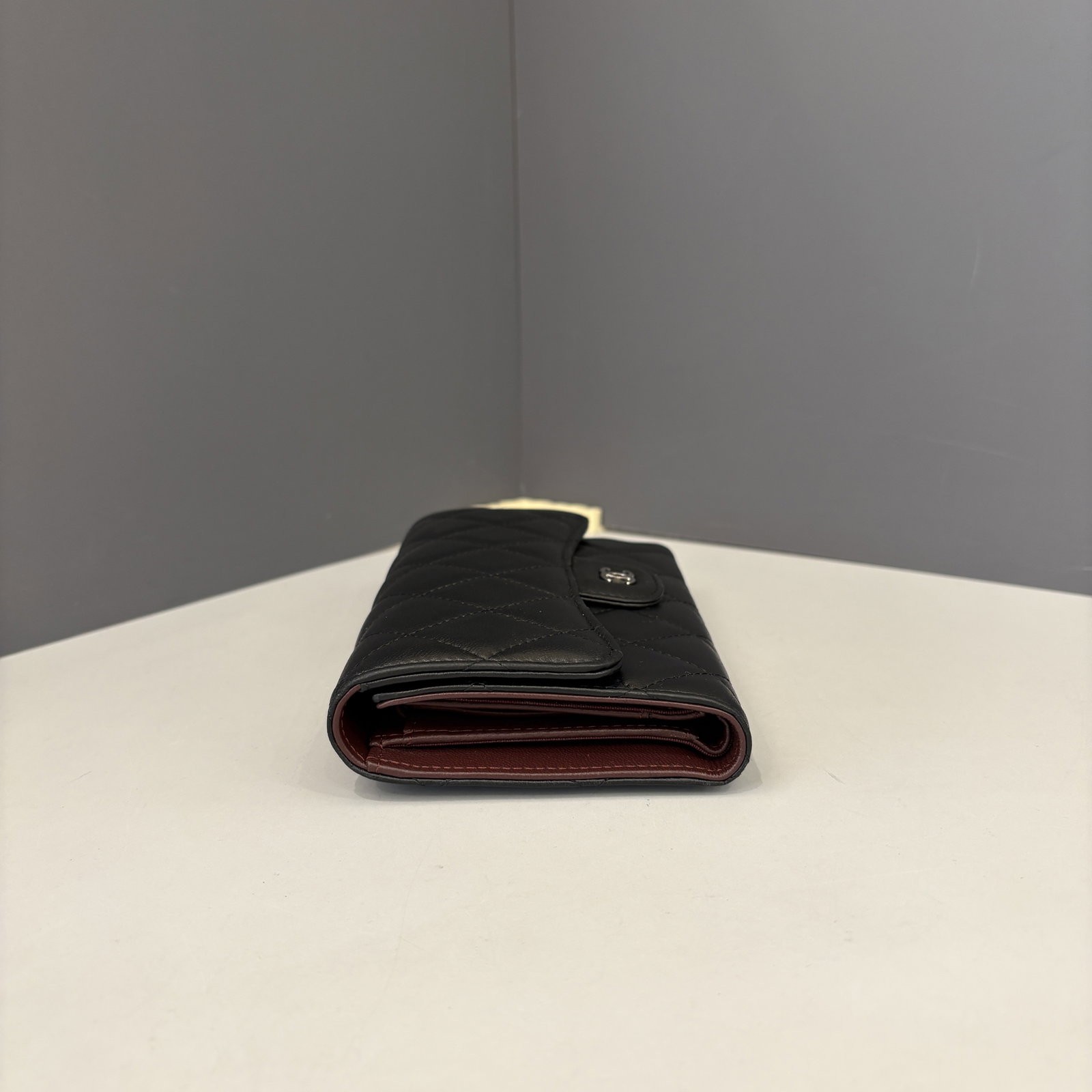 Chanel Classic Flap Continental Wallet Burgundy Black Lambskin (gv042426a1)