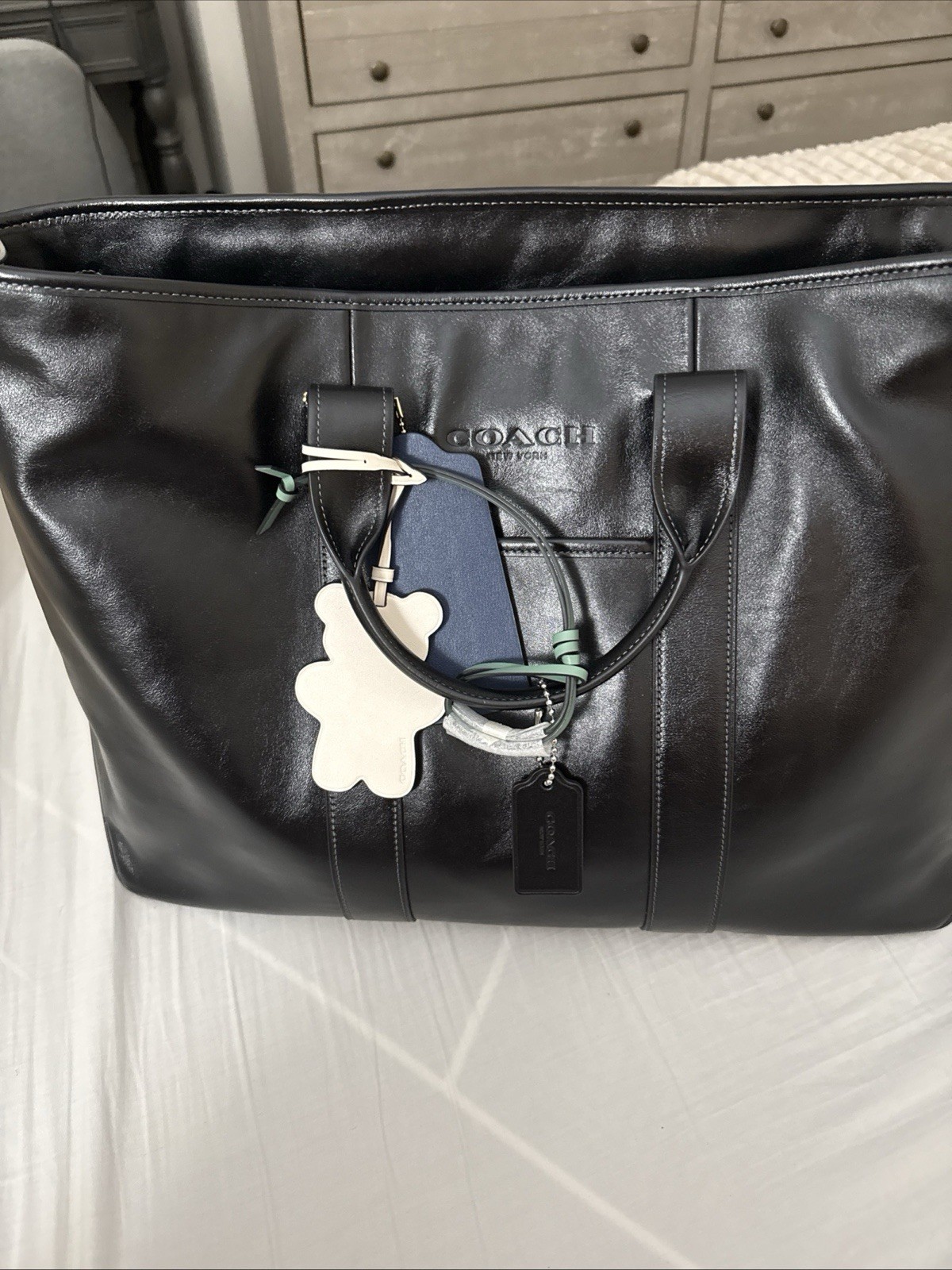Coach Town Tote Pebbled Bag, Large – Black