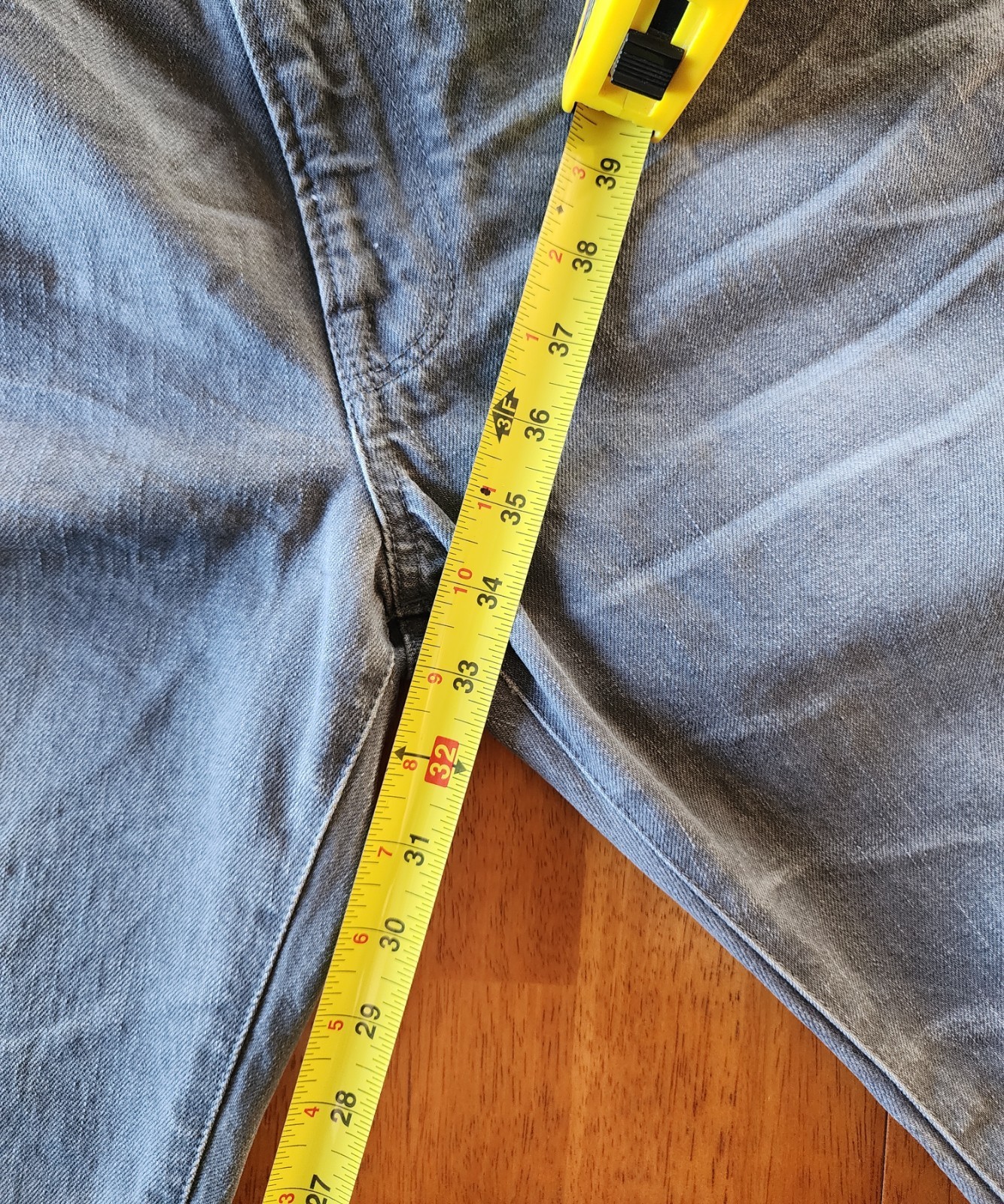 Gap 1969 Men’s Straight Jeans 33×34 Gray Faded Distressed 100% Cotton Denim male