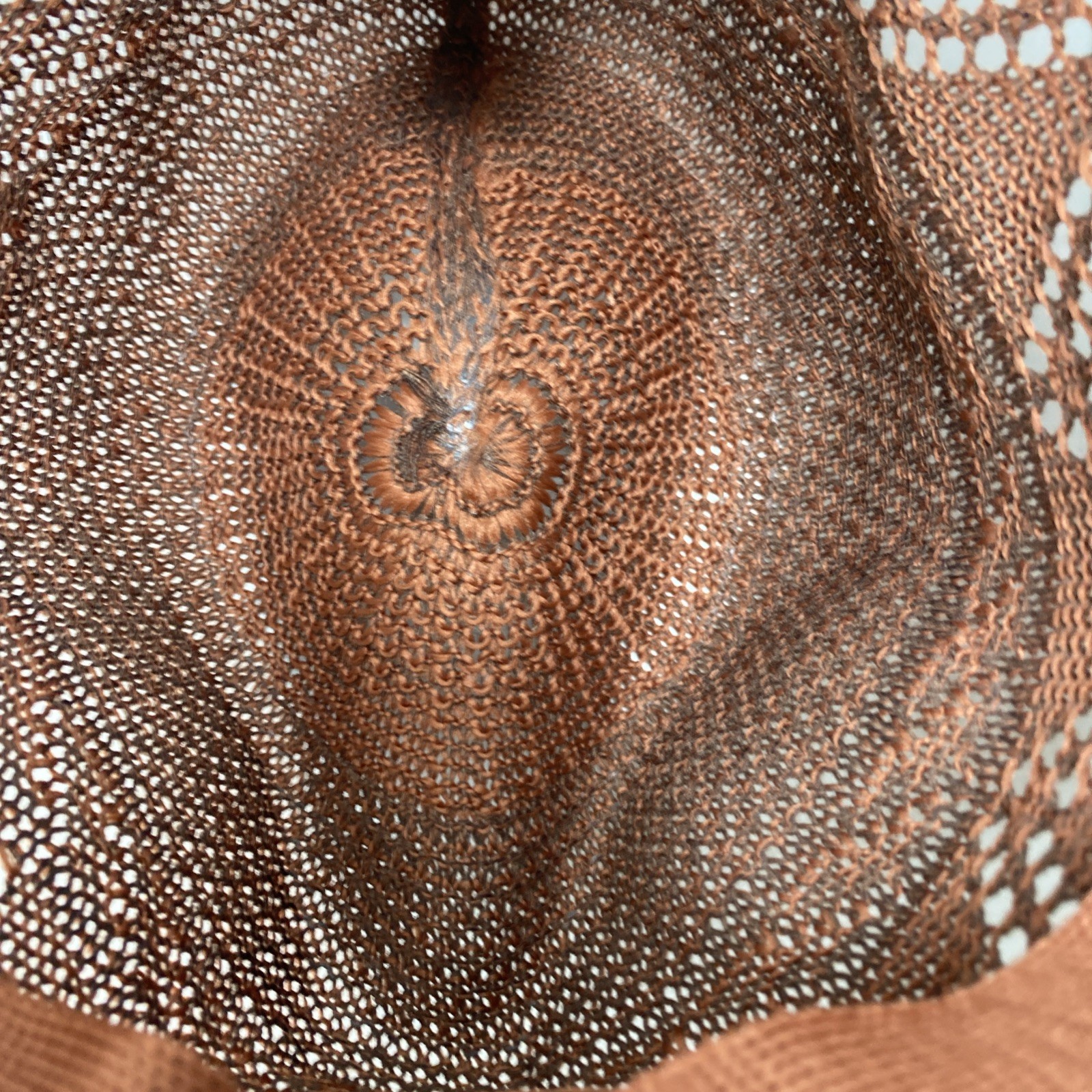 Francesca’s Hat Sun Floppy Womens One Size Brown Open Diamond Weave Wide Brim