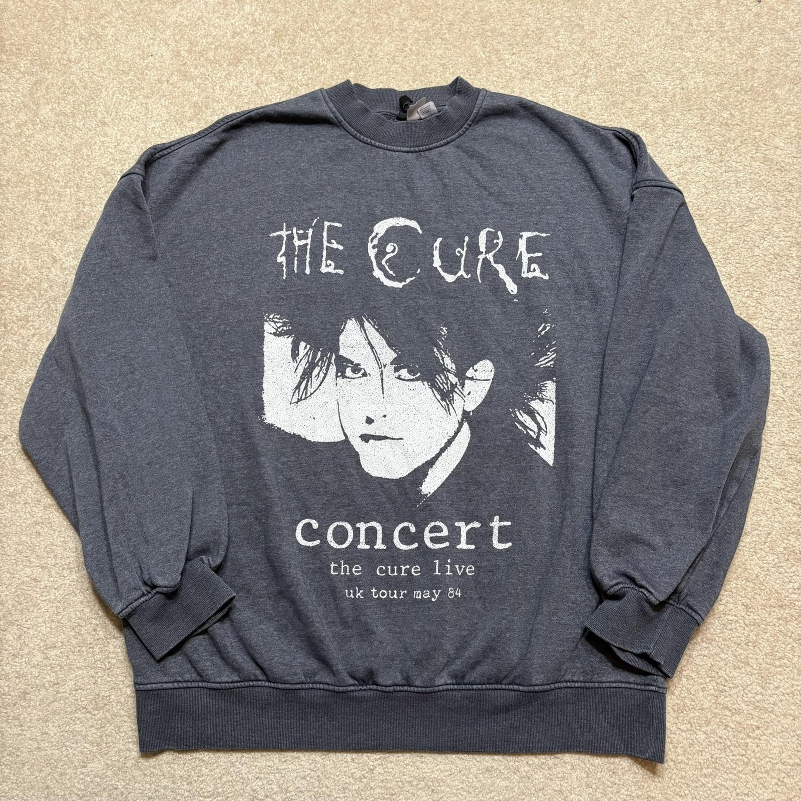 H&M Divided The Cure Band Sweatshirt Small Oversized Robert Smith Concert Retro