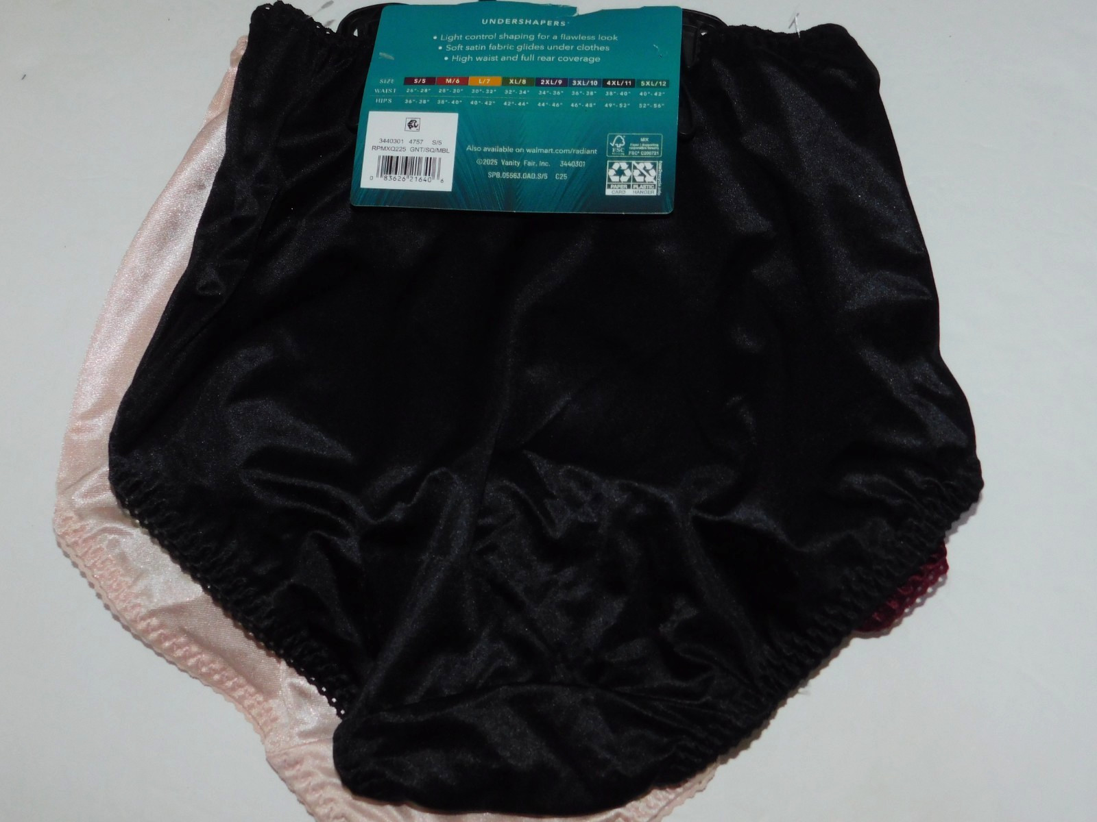 Womens Small 5 Brief Undershapers Panties 3 Pack Maroon Black Tan Vanity Fair
