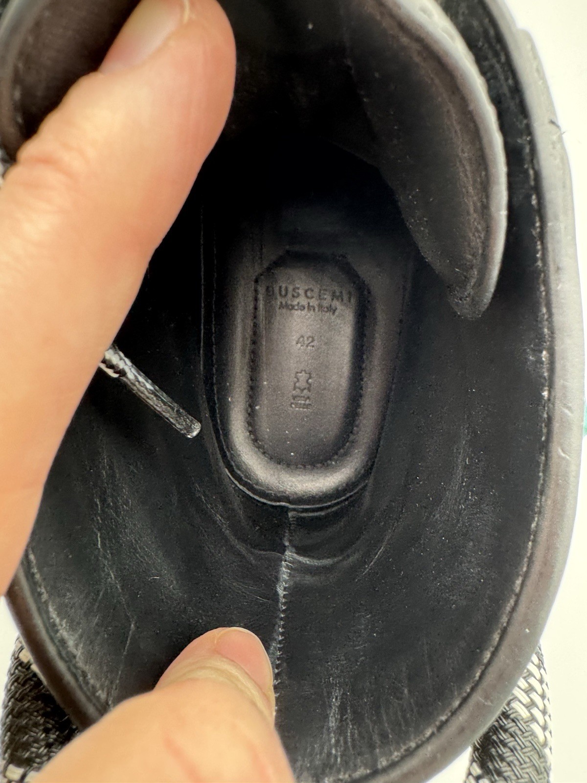Buscemi 125MM Corda Black Leather Sneaker- Size 42 US 9