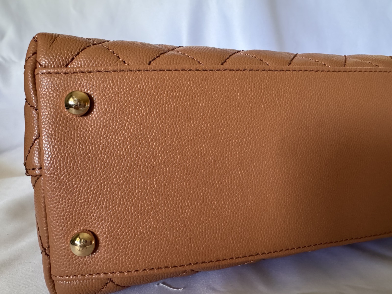Chanel small flap bag with top handle caramel/cognac brown caviar leather