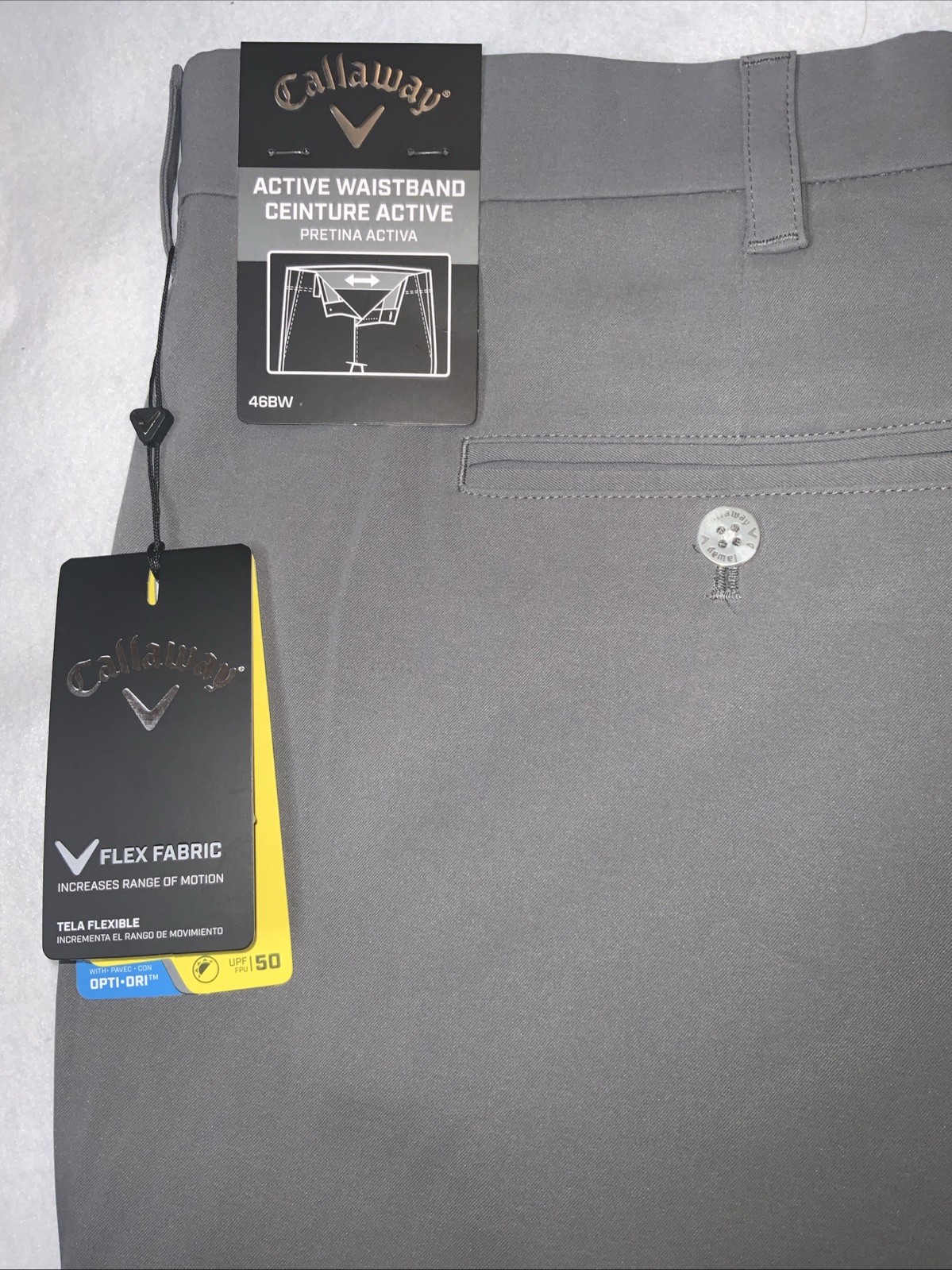 Callaway Men Stretch Flex Fabric Opti-Dri Quiet Shade Grey UPF 50 Shorts Sz 46B