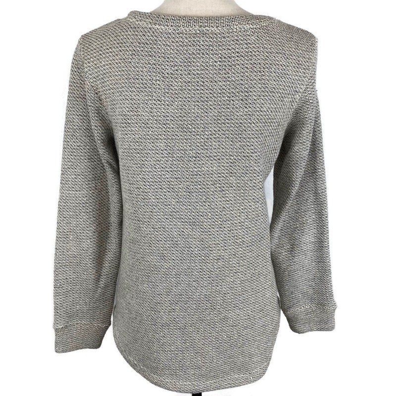 Kenar Scoopneck Pocket Sweater Cream Black Marled Hi Low Womens Sz Medium