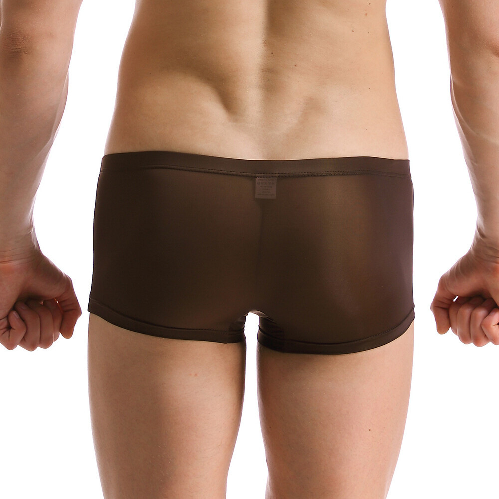 Sexy Men Ice Silk Seamless Boxer Briefs Pouch Underwear Shorts Trunks Underpants