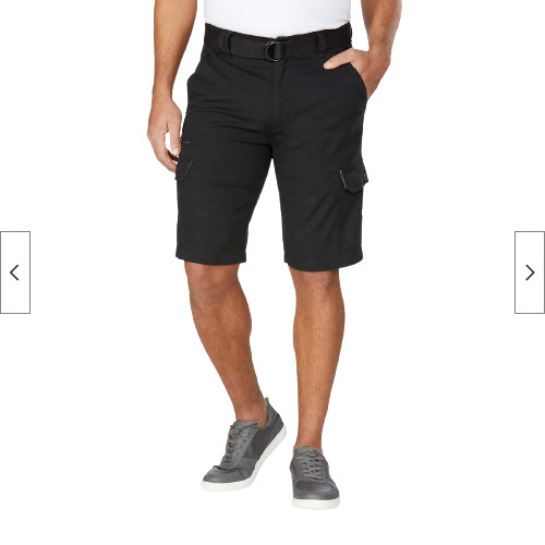 Wearfirst Mens Free Band Stretch Shorts Waistband and D-Ring Belt Black Size 40