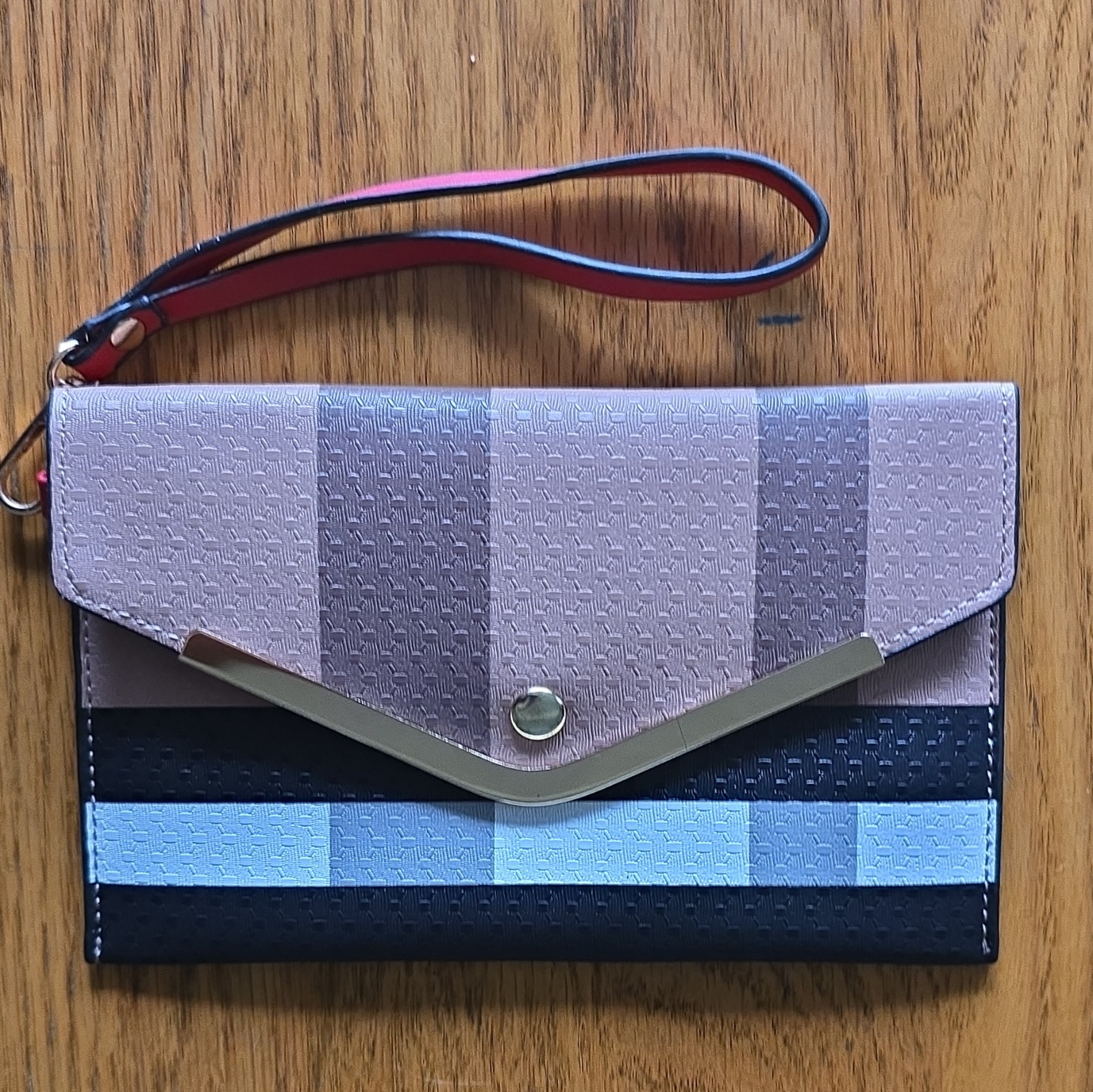 Women’s Pink Gray Black Check Backpack Purse Zip Push Lock w/ Pouch Silver