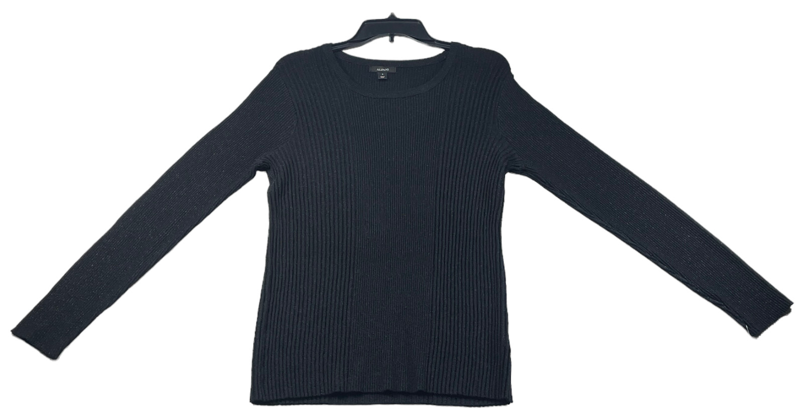 Alfani Blouse Womens Size Small Black Long Sleevee New Ribbed Knit