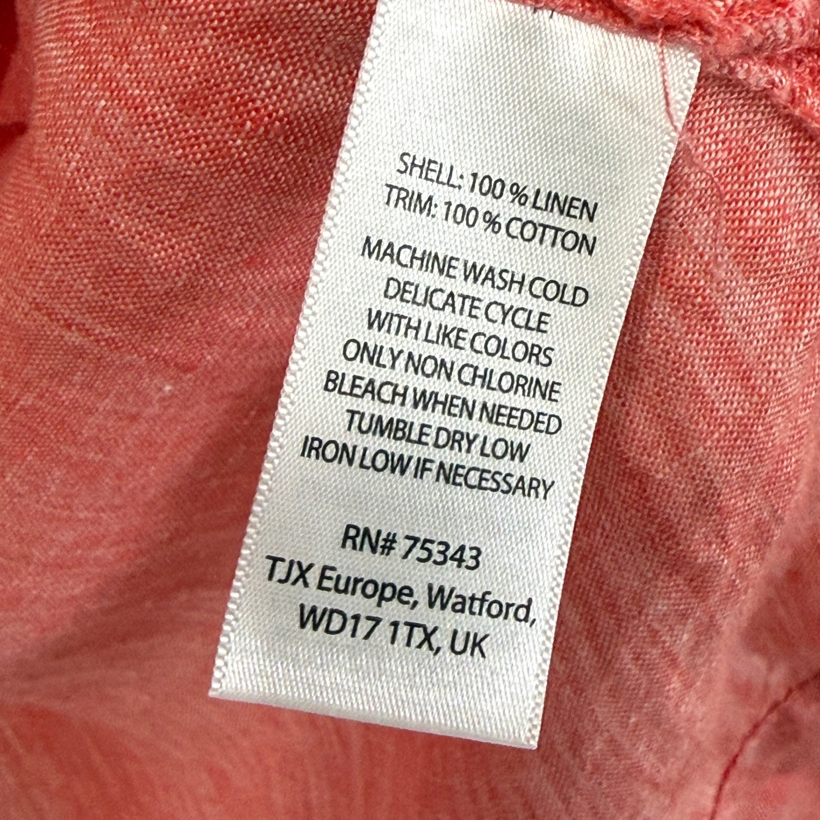 Willi Smith 100% Linen Button Up Tunic Top L Pockets Pink V-Neck Beachy Resort