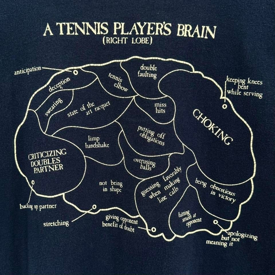 Vintage A Tennis Player’s Brain Parody Shirt Size Large