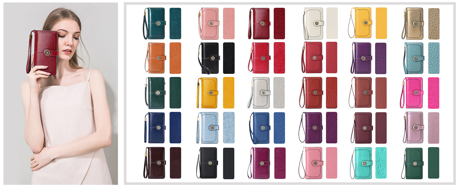 Sendefn Wallets for Women Genuine Leather Credit Card Holder Rfid Blocking Large