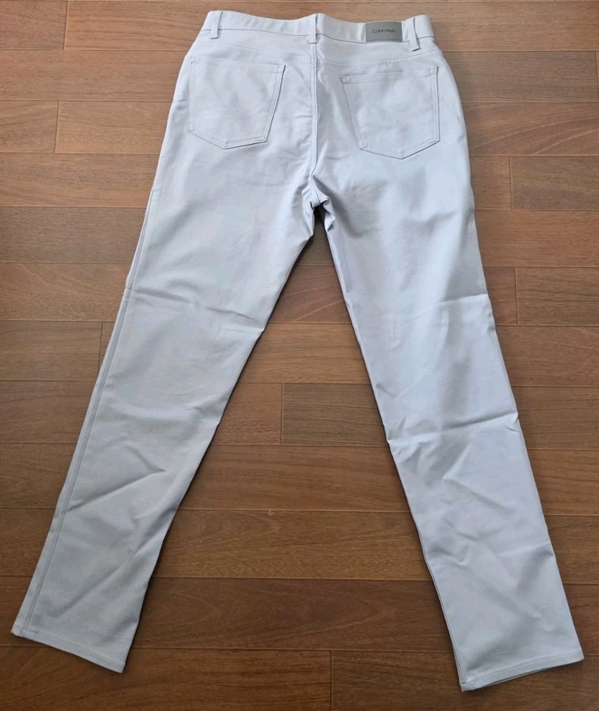 Calvin Klein Infinite Flex Waist Slim Fit Gray Twill Stretch Pants 34 Waist