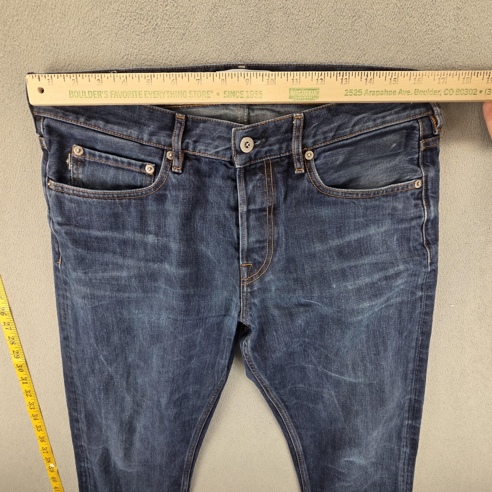 Stone Island Jeans Mens Blue RE-T Medium Wash Slim Button Fly Fits 32×32