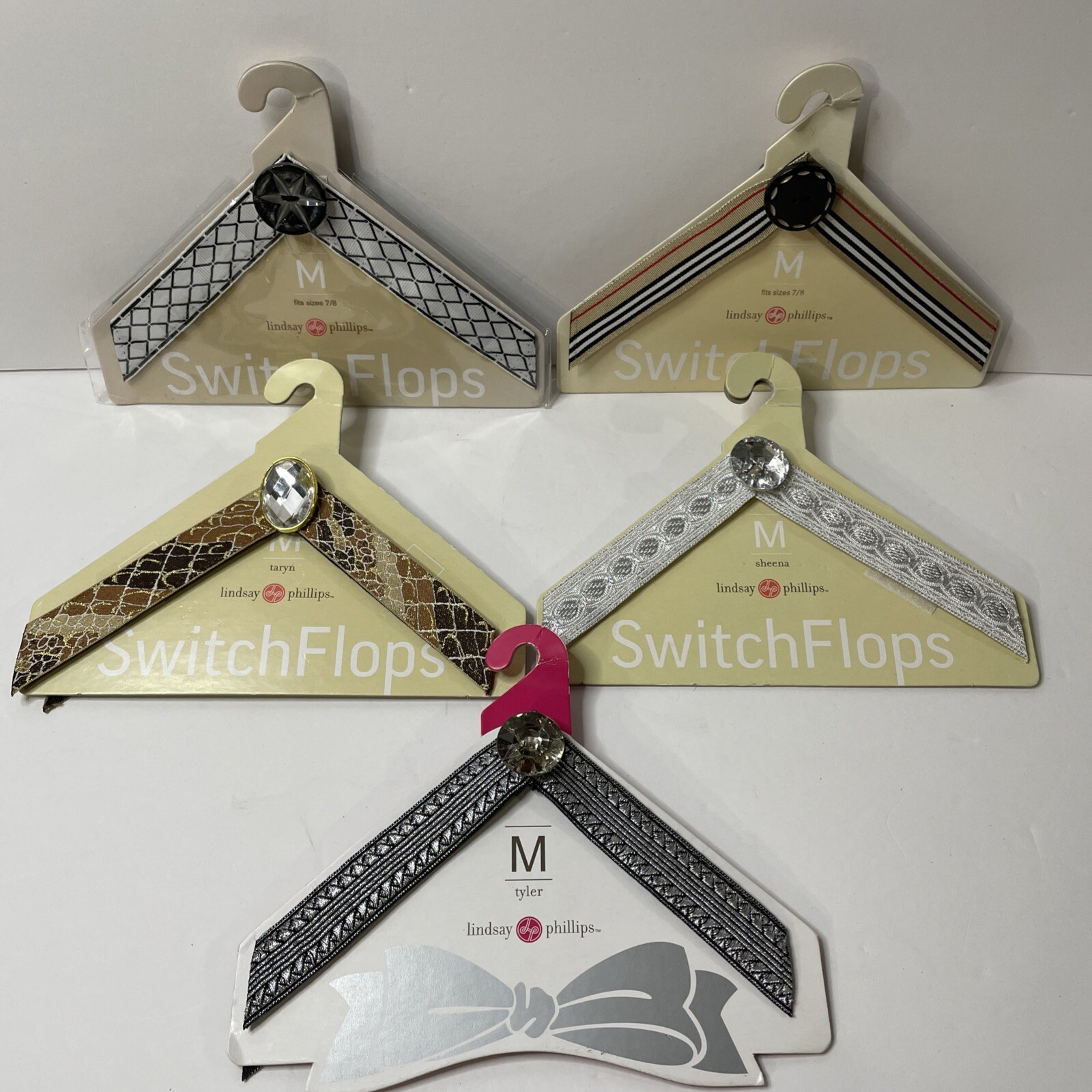 NEW Lot of Lindsay Phillips 5 Pairs Switch Flops Interchangeable Straps Sz M 7/8