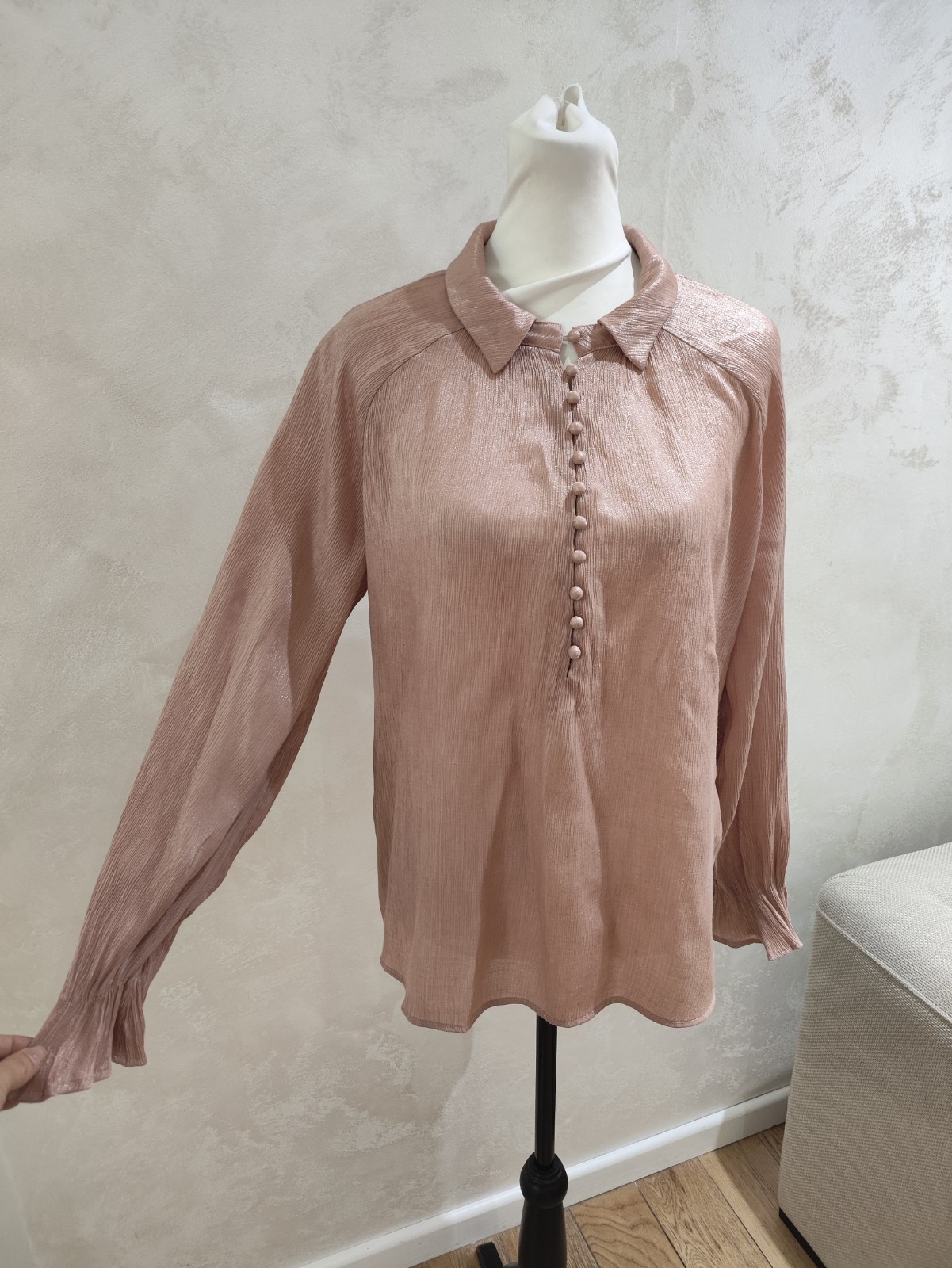 Lispy Ladies Shirt top 16 Rose Gold Casual Long Sleeve Buttons Party Summer
