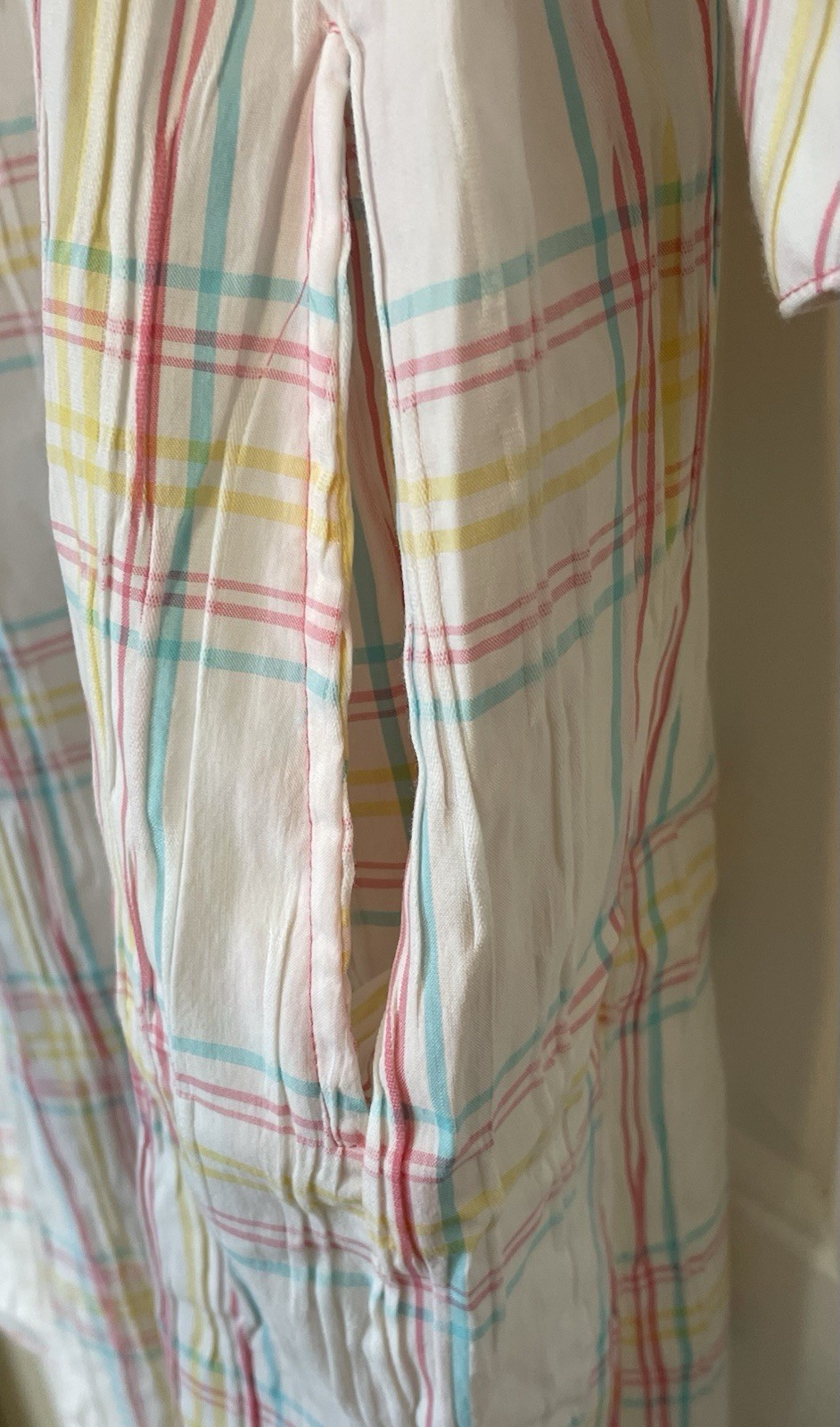Foxcroft NYC Delaney Crinkle Plaid Dress Plus Size 14W NEW Pastel Summer Pockets