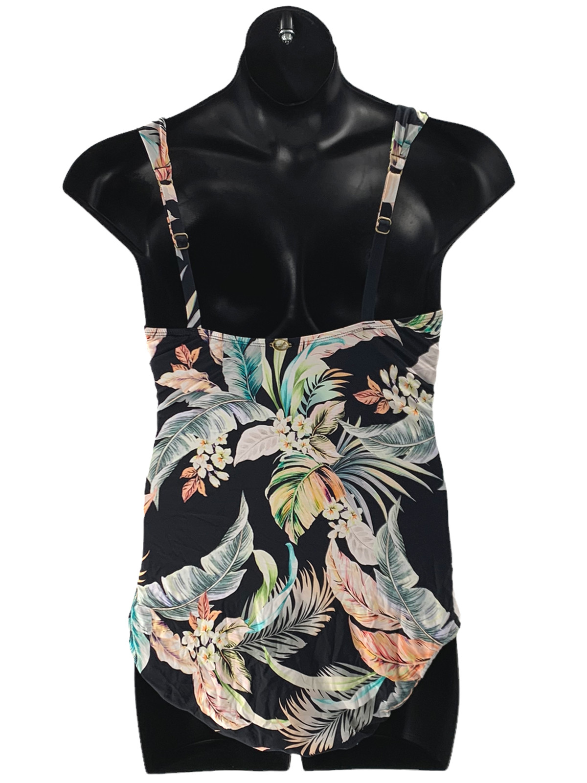 Jantzen Solid Surplice Maillot One- Piece Swimsuit Black Cabana