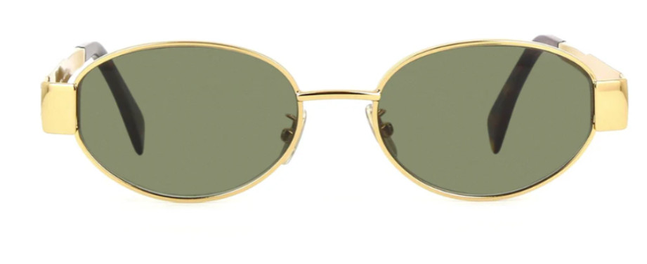 Celine Metal Triomphe CL40235U 30N Endura Gold/Green Oval Women’s Sunglasses