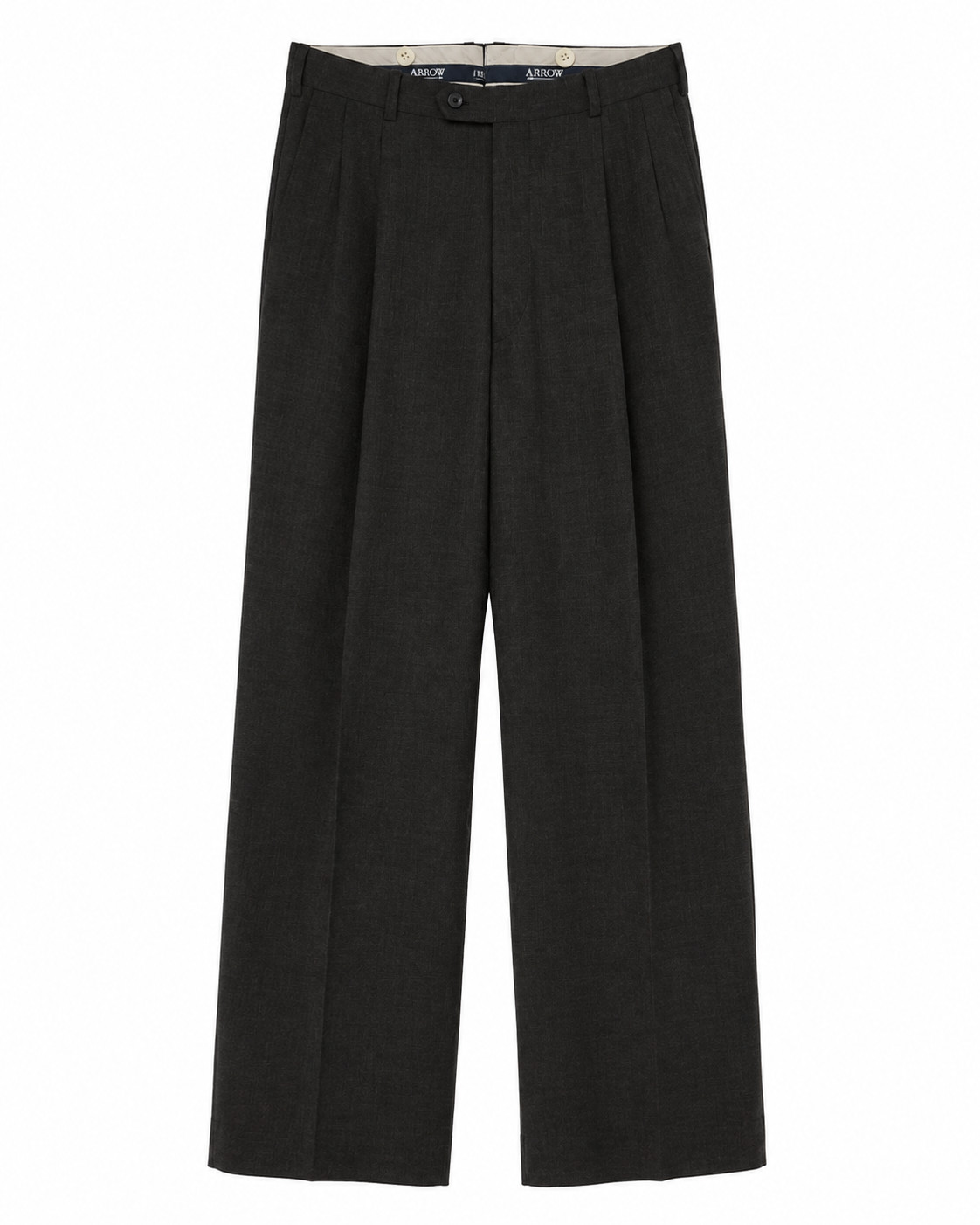 Vintage Arrow Mens Pleated Dress Pants Charcoal Gray Cuffed Trousers Size 30×29