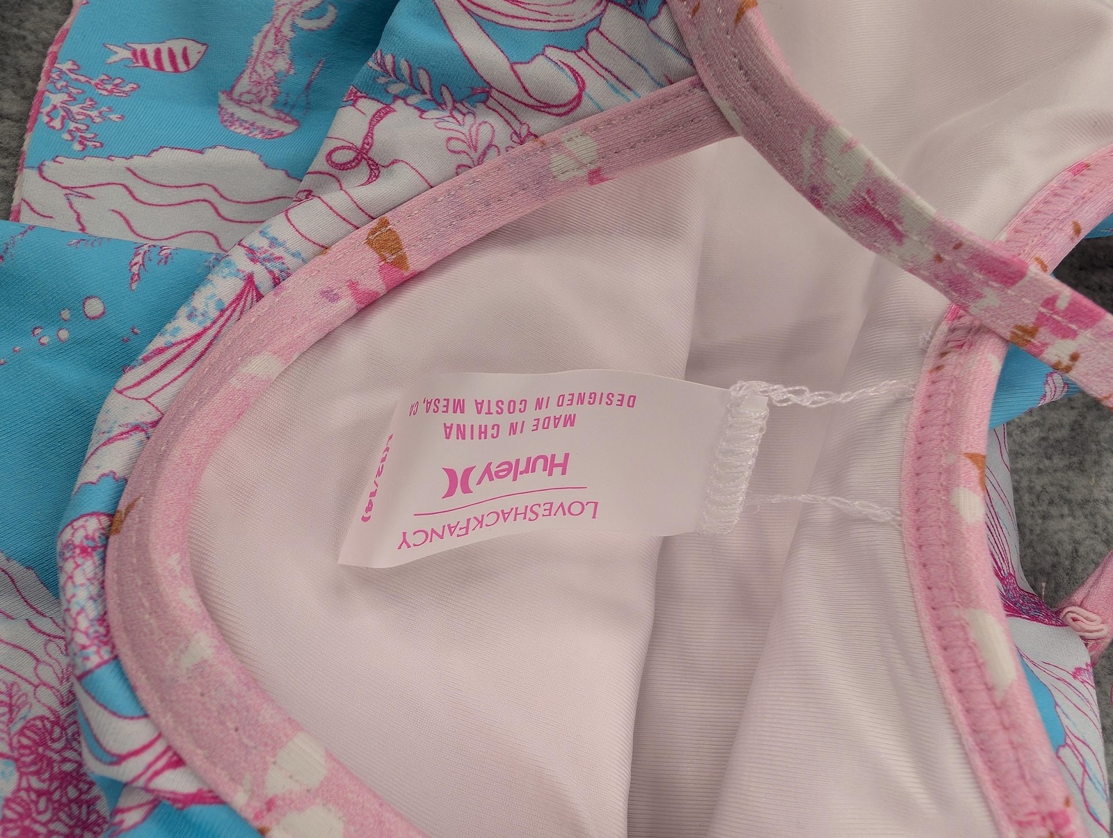 LoveShackFancy X Hurley Bikini Set Girls Large 12-14 Blue Mermaid Ruffle Floral