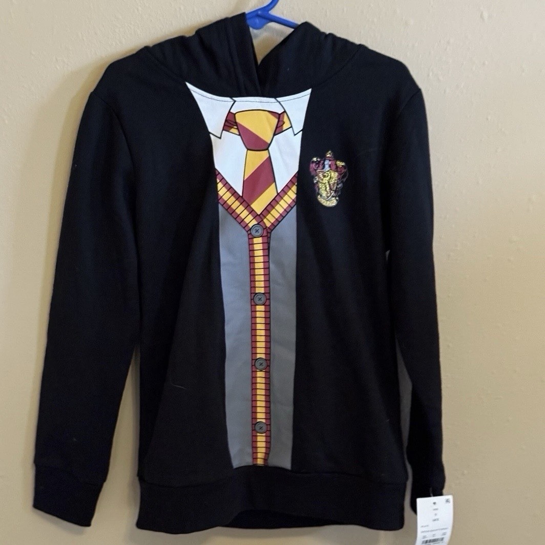 Harry Potter Hermione Gryffindor Hoodie Girls S 6/6X Black Pullover NWT