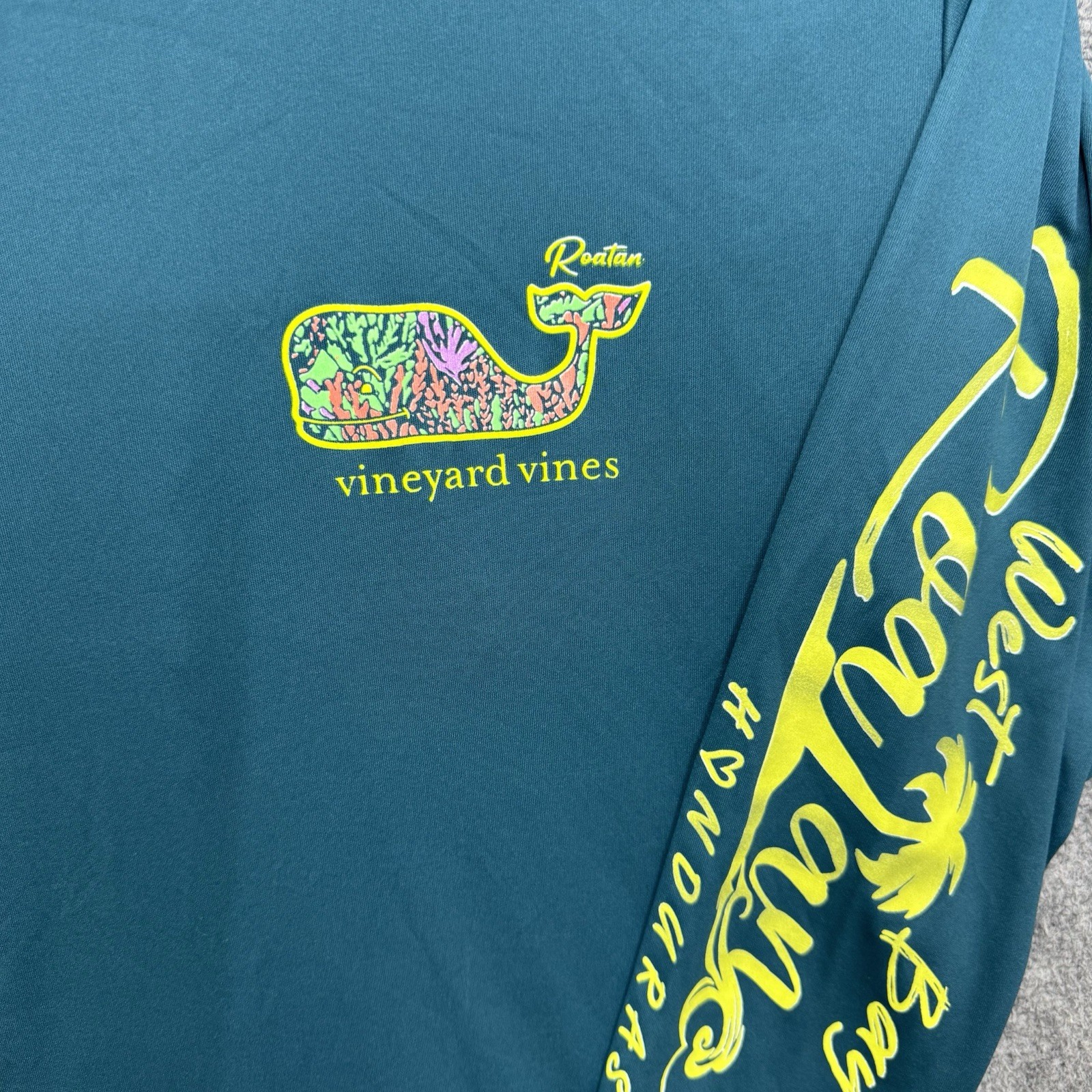 Vineyard Vines Shirt teal Roatan Honduras West Bay Graphic men’s size XL