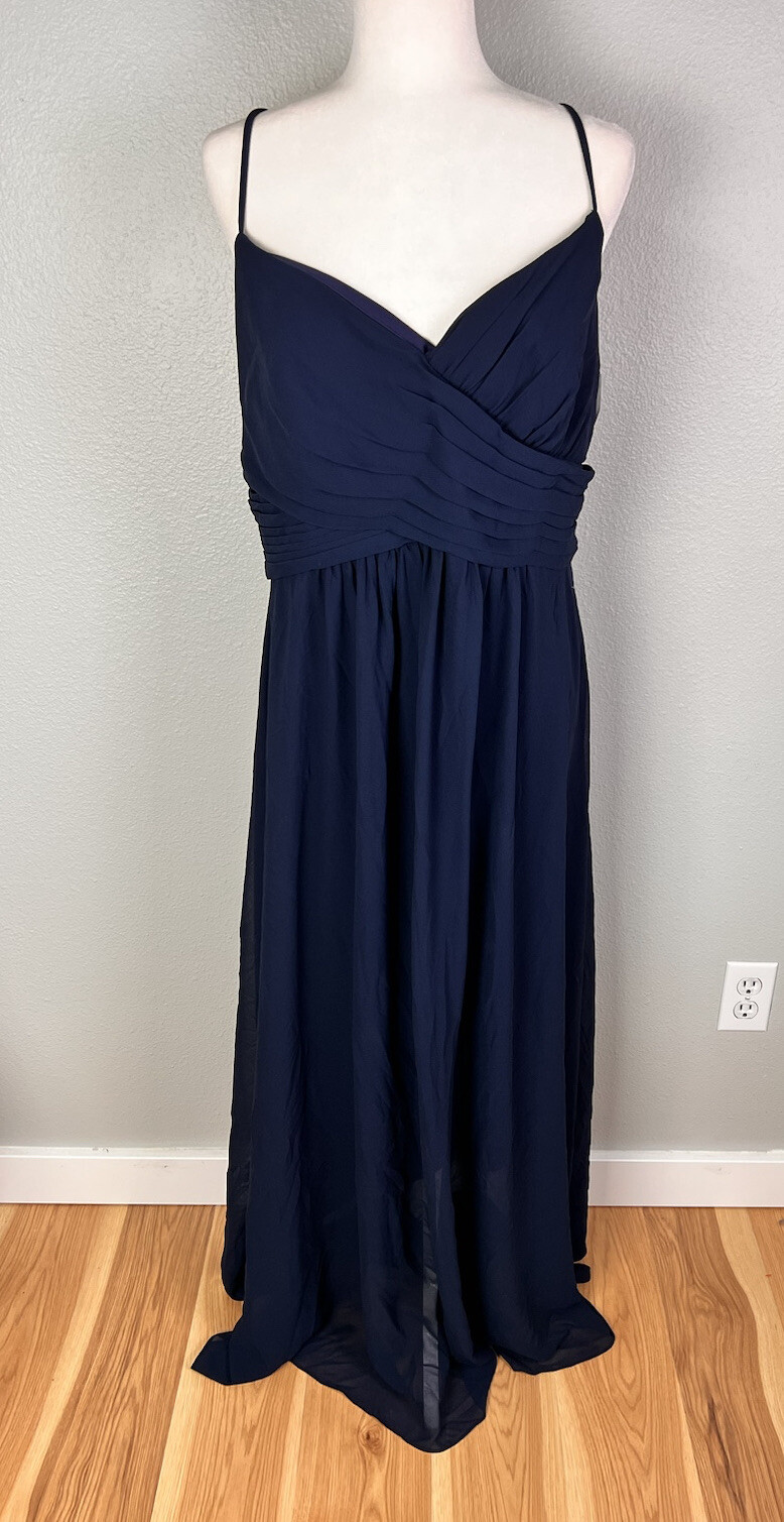 Levkoff Womens Sz 18 Navy Blue Crossback Dress Maxi Formal NWOT