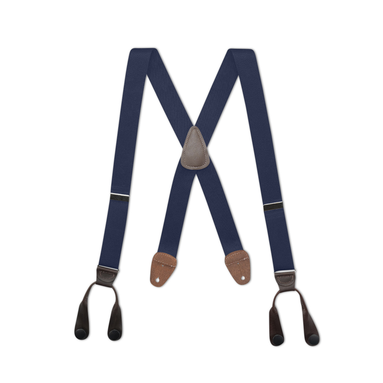 Men’s X Style Button On Suspenders in 1 1/4″ with Leather, USA Made