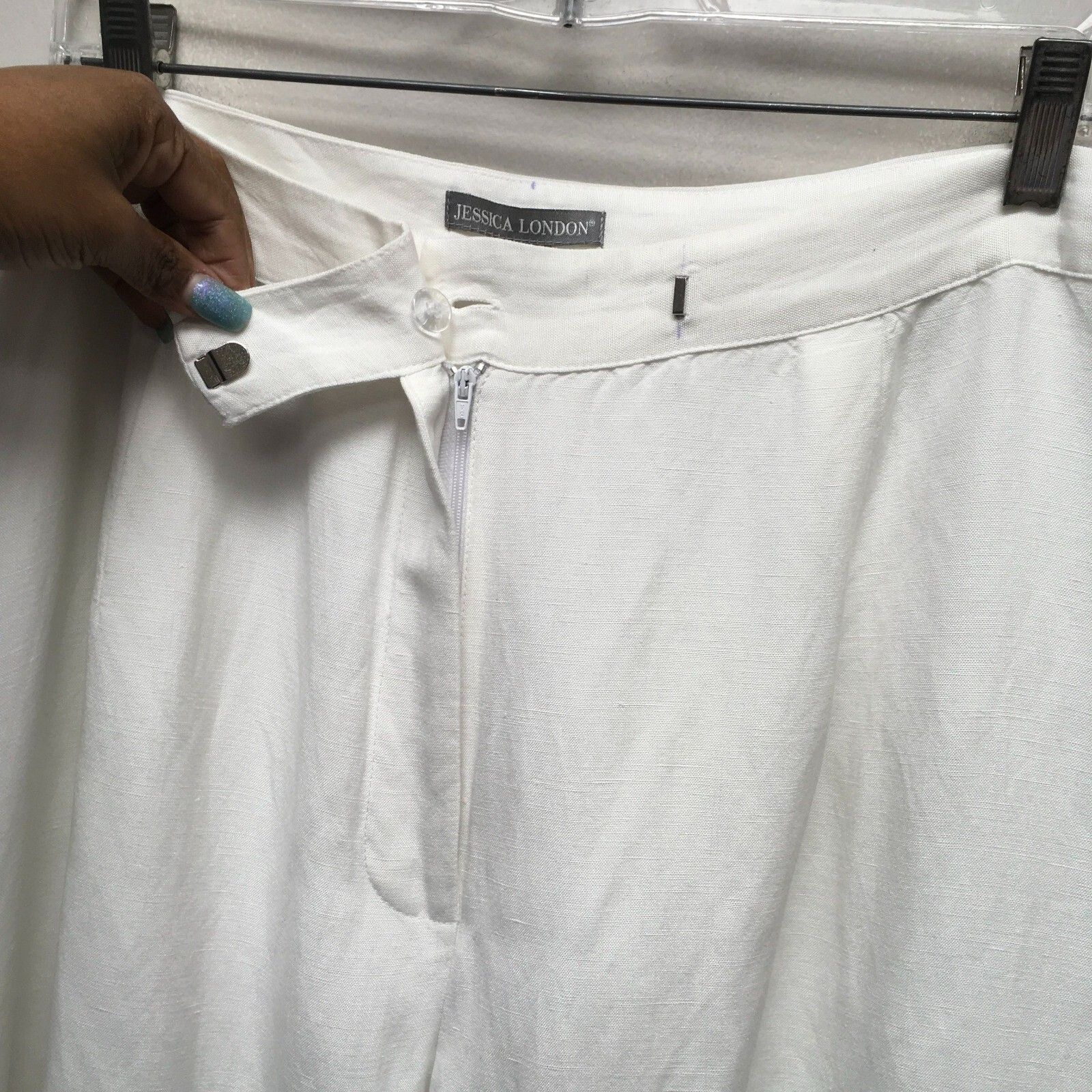 Jessica London Womens White Soft Ease Linen Rayon Comfort Waist Capri Pants 24W