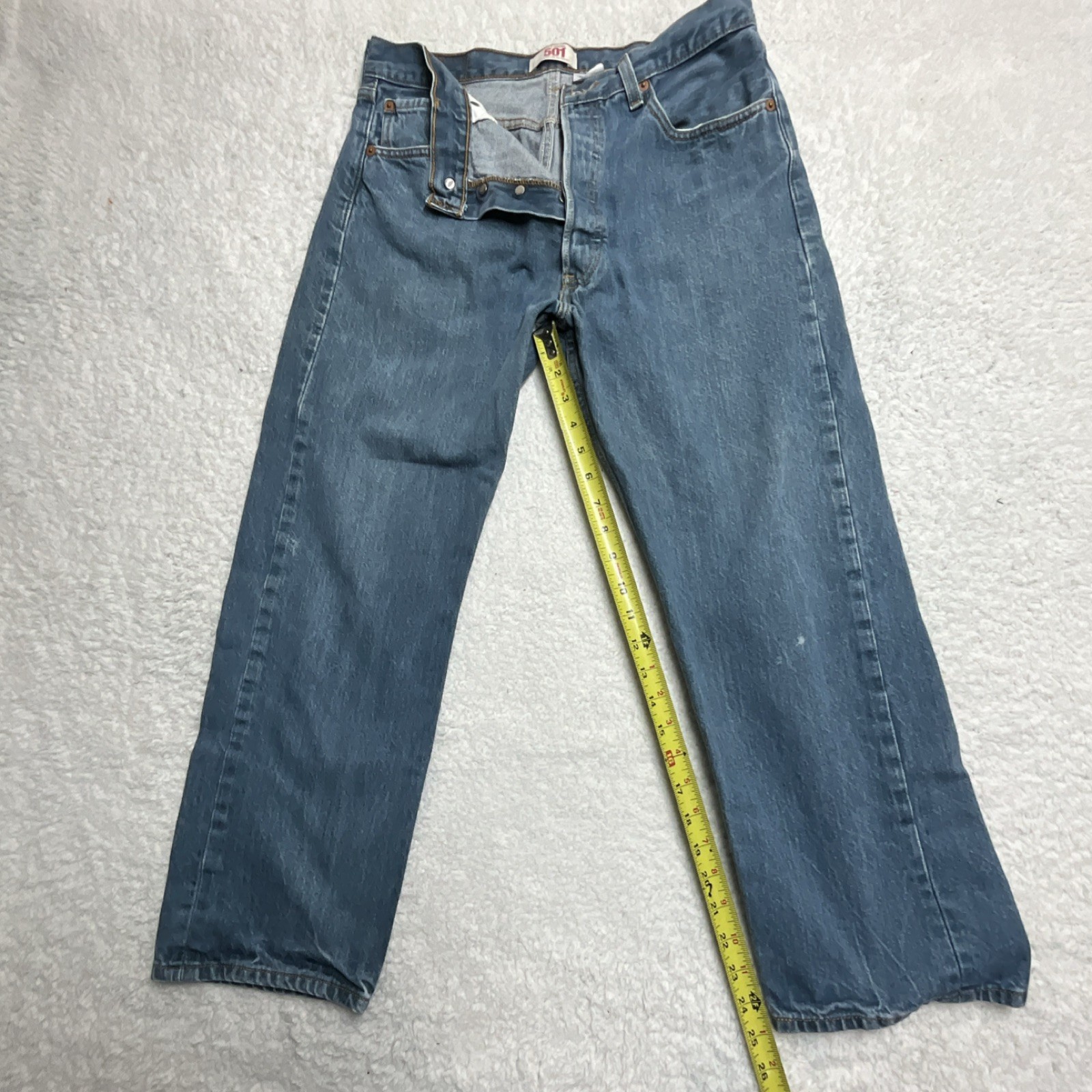 Levi’s Blue Denim Straight Jeans Button Logo 5-Pocket Design Classic