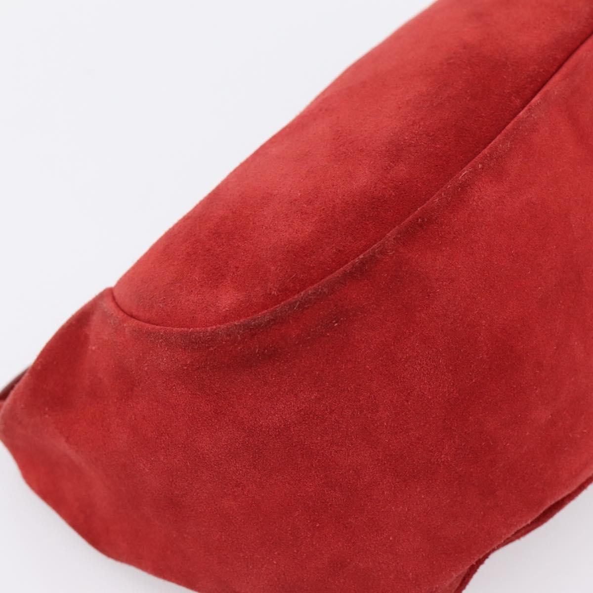 Miu Miu Shoulder Bag Suede Red Gold Auth 196448V
