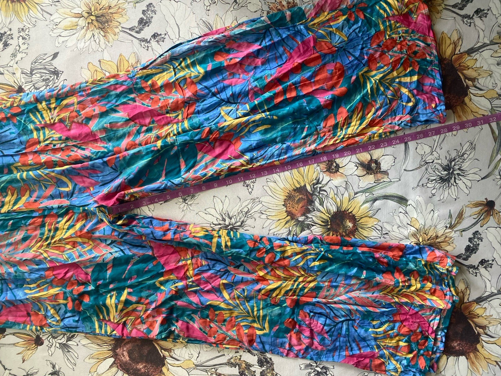 Kona Sol Light Flowy Boho Pants, Cover Up, Beach, Pool, Tropical, Size L