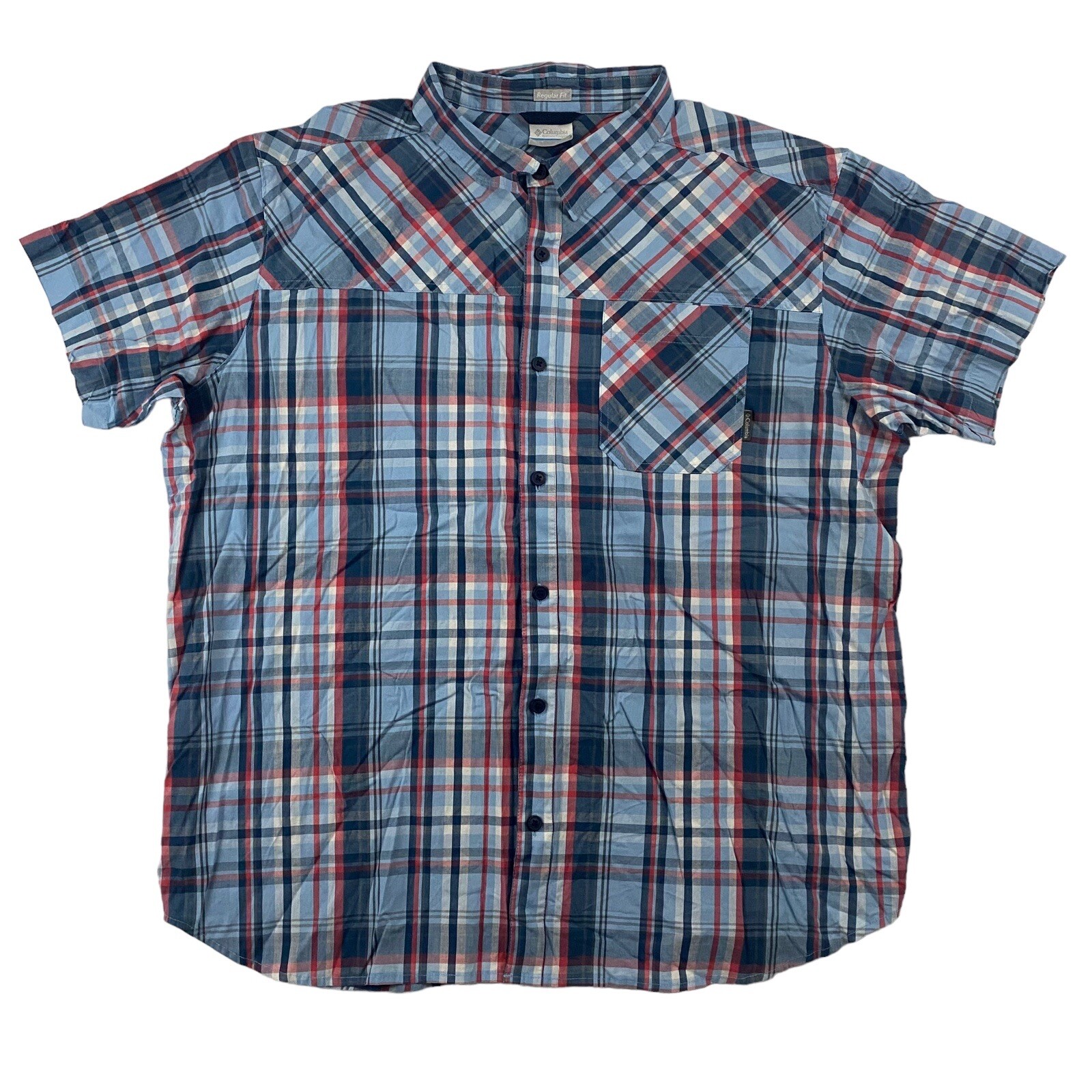 Columbia Thompson Hill Reguar Fit Multicolor Plaid Button Shirt S/S Sz XXL 2XL